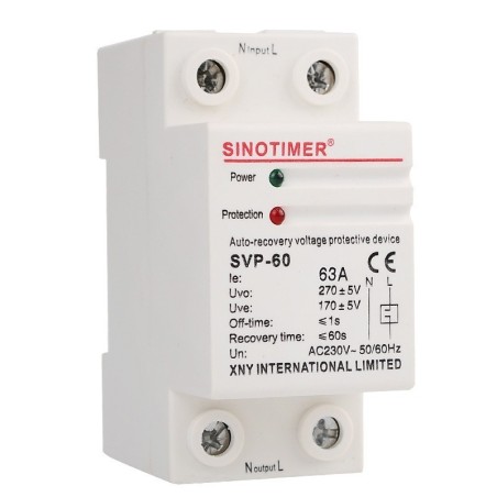 Releu siguranta digitala de protectie tensiune, Sinotimer, SVP-60, 63A